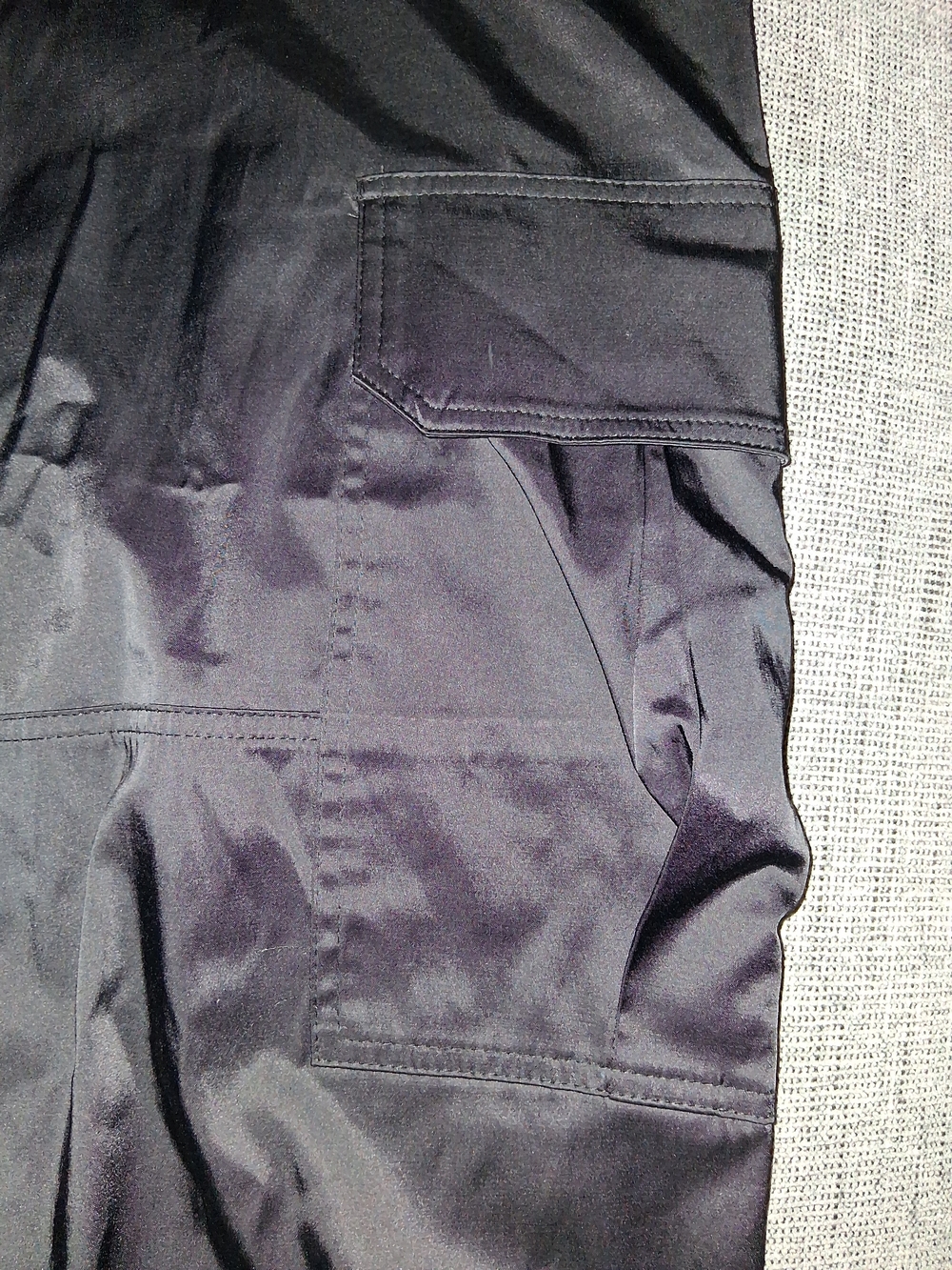 Zara Black Women's Satin Like Cargo  Pants with Left Side Cut Out - Picture 5 of 8